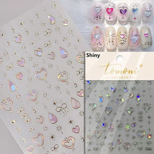 Load image into Gallery viewer, Lovely Gold Silver Black White Line Bowknot 3D Self Adhesive Nail Art Decorations Stickers Ribbon Cute Manicure Decals Wholesale
