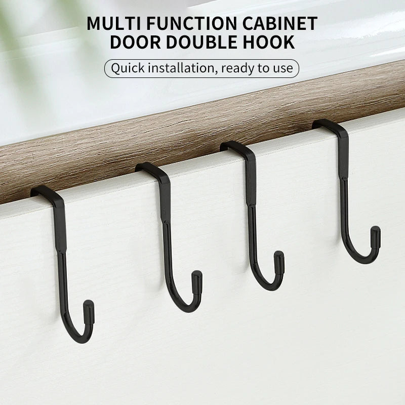Stainless Steel Double S Hook Free Punch Wall Hanging Bathroom Kitchen Door S Hook Towel Storage Rack