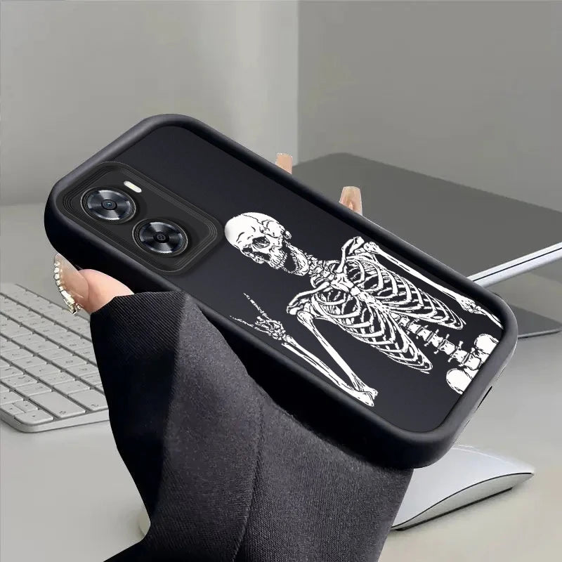 Skull Silicone Phone Case On For OPPO A57 A74 A95 A60 A78 A83 A76 A58X A96 A97 A94 A93 A73 A58 A77 A56S A55 A54 A53 4G 5G Cover
