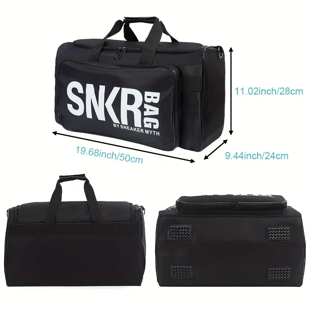 Multifunctional Sports Handbag Lightweight Large Zipper Gym Bag Letter Pattern Oxford Basketball Training Bag
