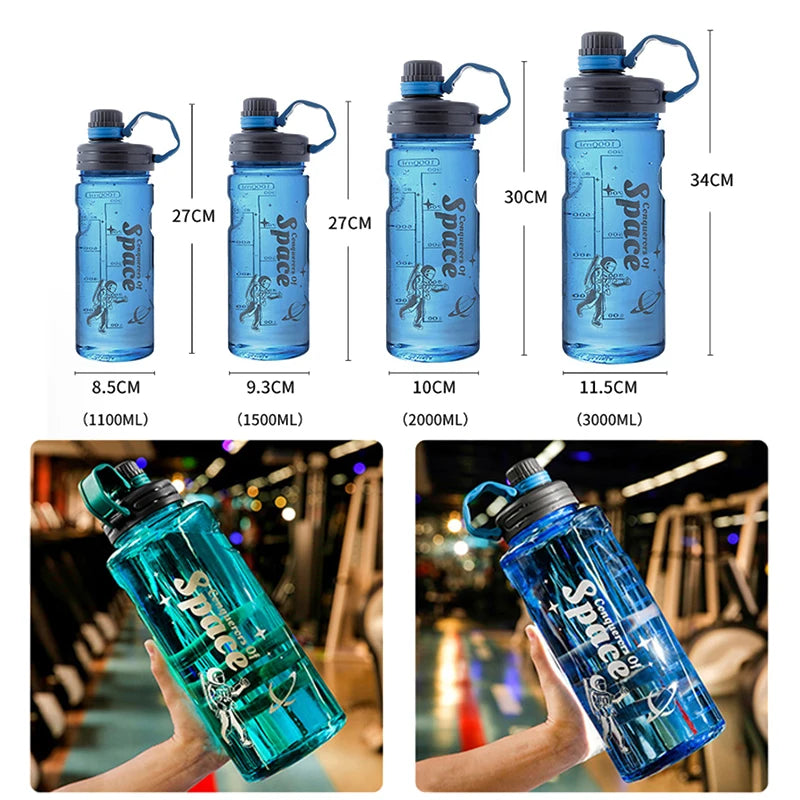 1.1/1.5/2/3L Portable Straw Cup Sport Plastic Large-capacity Water Bottle Eco-friendly Fitness Explosion-proof Outdoor Water Cup