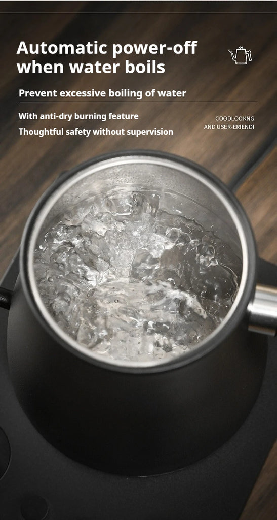 1000ML Smart Temperature Control Electric Kettle - Auto Shut-Off & Boil-Dry Protection - Stainless Steel Pour-Over Coffee &