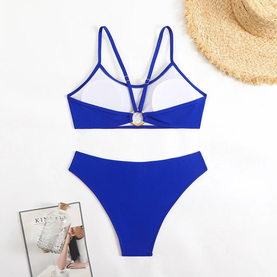 Sexy Woman Swimsuits 2025 Summer Swimwear Women's Bikinis for Female Two Pieces Beach Wear Solid Color Bikinis Set Bathing Suit