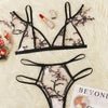 Sexy underwear women set Floral Embroidery Sheer Mesh Lingerie Set  no bra  Backless Bralette sexi Intimates lace bra set