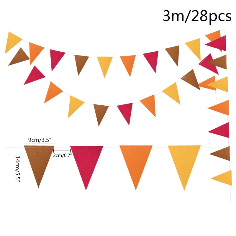 Autumn Leaves Maple Garlands Round Paper Thanksgiving Banner String Home Birthday Party Holiday DIY Wall Fireplace Hanging Decor