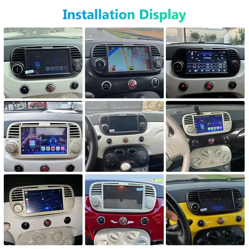 AWESAFE Wireless CarPlay for Apple Android 13 Auto Radio for FIAT 500 Abarth 2007 2008 2009-2015 Multimedia Screen Stereo GPS