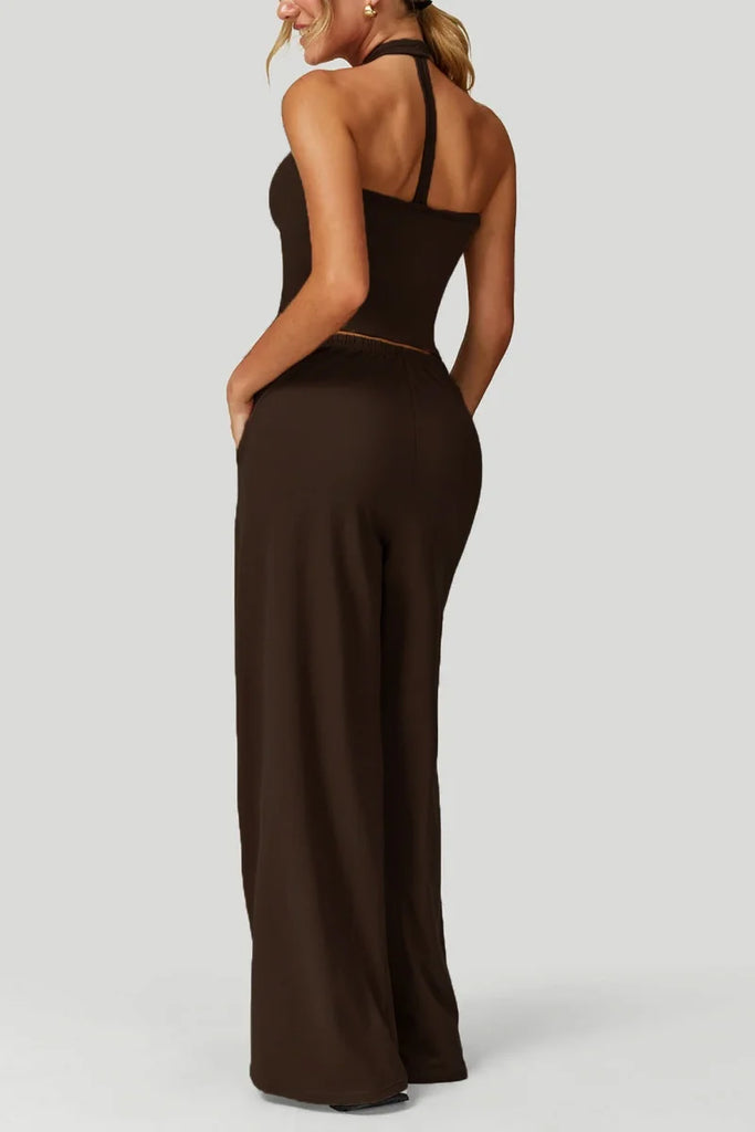 European and American fashion women's trousers set comfortable wide-leg trousers set loose casual pants women's sports fitness e