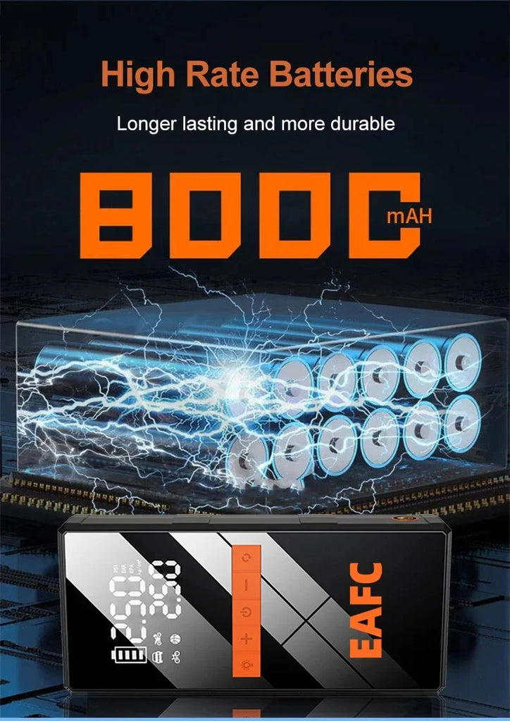 2 in 1 Car Jump Starter with Air Compressor Car Battery Emergency Boosters 1200A 12V Power Bank Portable Starting Device