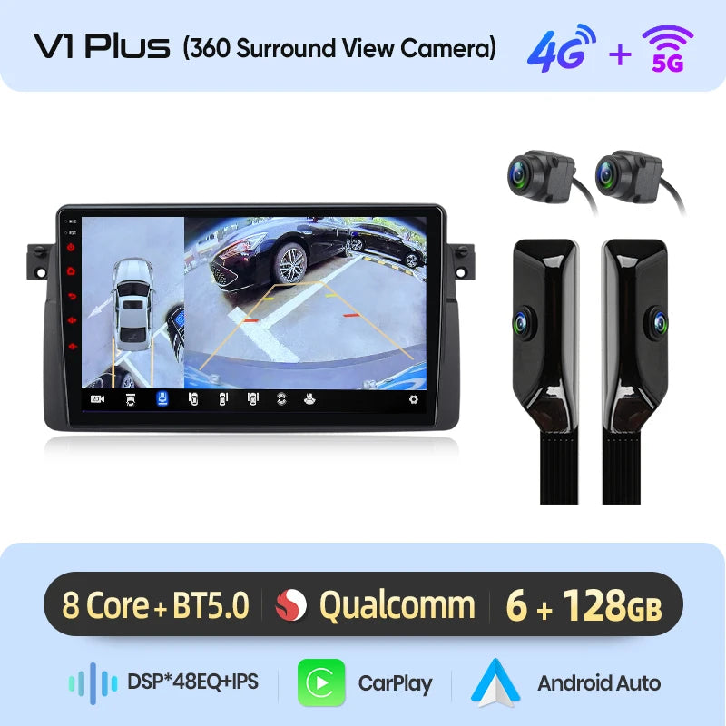 Junsun Wireless CarPlay for Apple Android Auto Car Radio for BMW E46 M3 X5 1998-2006 GPS RDS Touch Screen