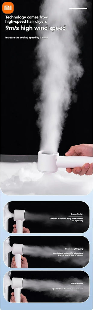 Xiaomi Ultra Silent Handheld Fan, 100 Speed USB Rechargeable Portable Mini Turbo Fan with LED Indicator for Office and Traveling