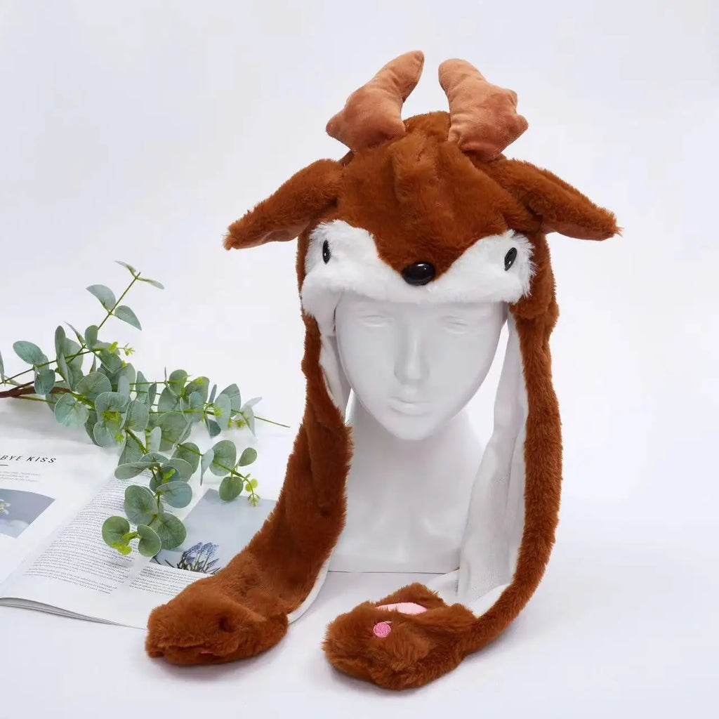 High Quality New Capybara Plush Hat Scarf Gloves 3-in-1 Elk Creative Cartoon Super Soft Warm Christmas Gift For Boys And Girls