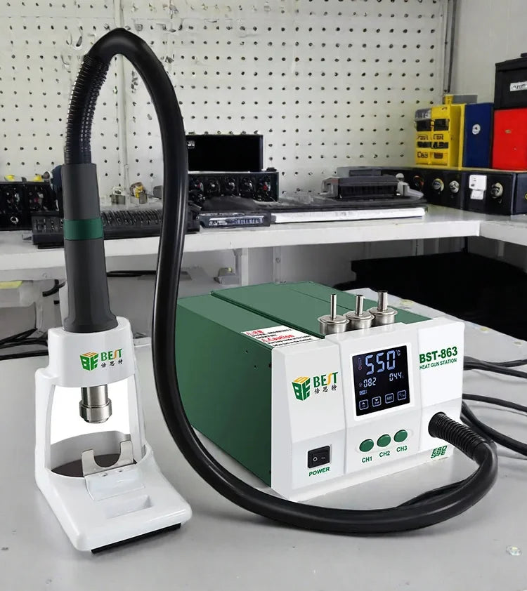 BEST BST-863 Intelligent 1200W Soldering Station with LCD Display Touch Screen Constant Temperature Hot Air Welding Platform