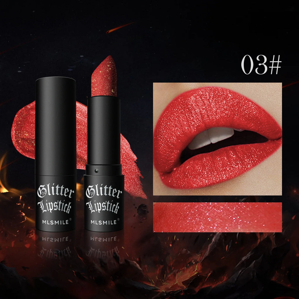 MLSMILE Multi-Color Non-stick Cup Matte Lipstick Flash Lasting Easy Color Diamond Lipstick Dark Halloween Look