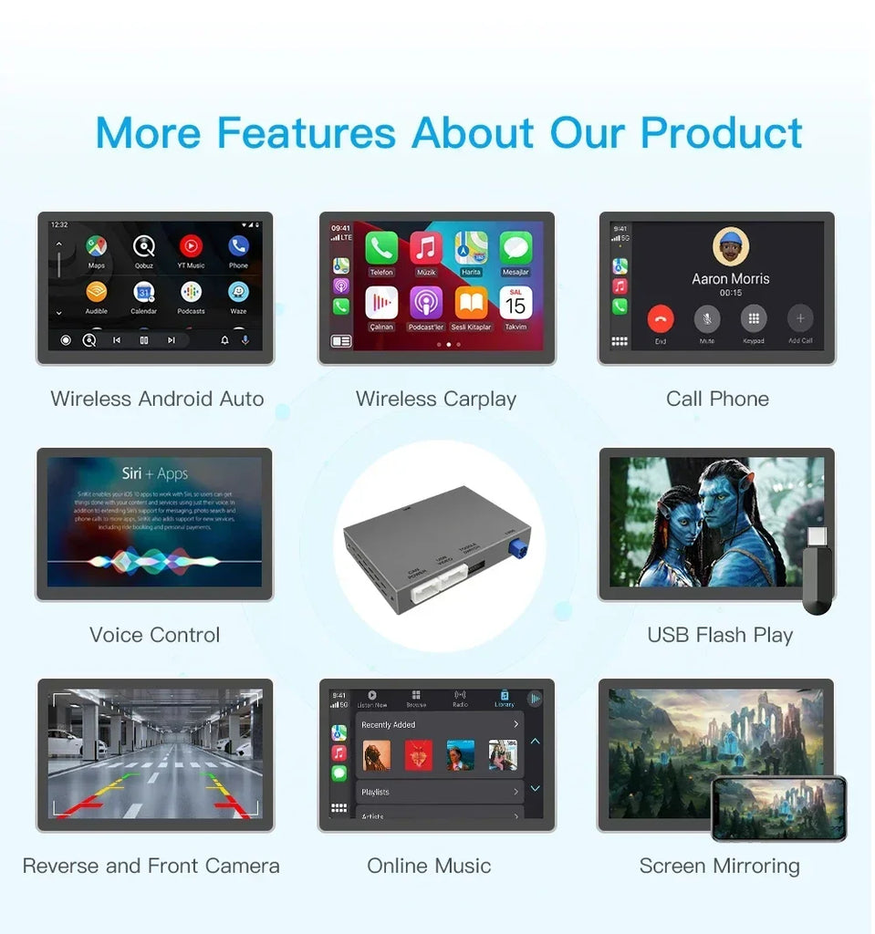 2025 New AUTOABC  Wireless Android Auto for Audi Car A8 2011-2017 Carplay Interface Mirror Link Air Play