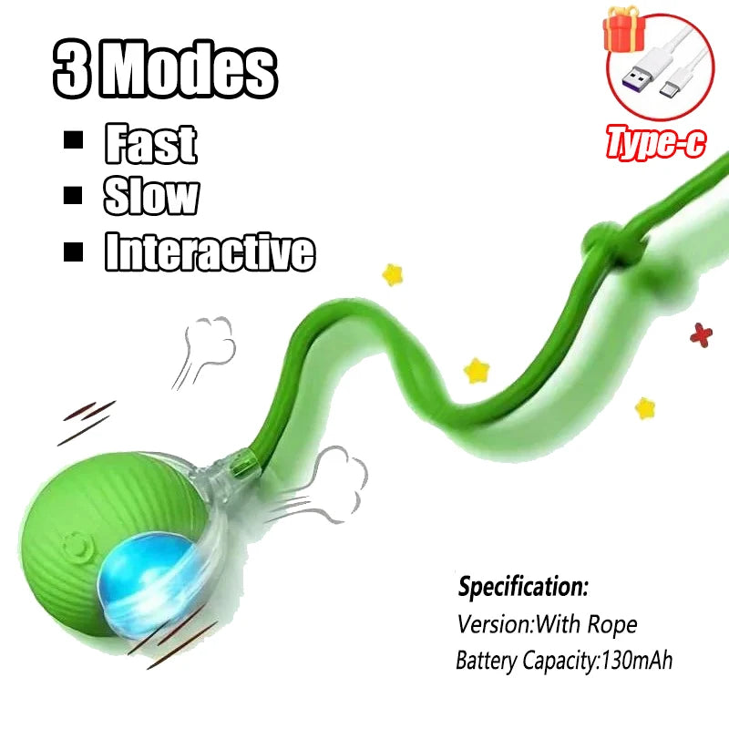 Interactive Cat Toys Automatic Rolling Ball Fake Tail Rechargeable Electric Pet Interactive Toy Dog Training Imitate Mouse Tail