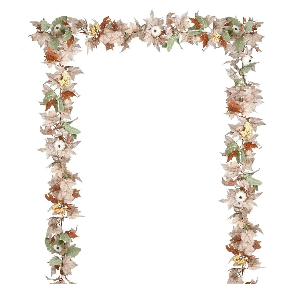 Farmhouse Decoration Autumn Thanksgiving Maple Wreath Farmhouse Leaf Pumpkin Set Garland Berry Halloween White Ornament Pendant