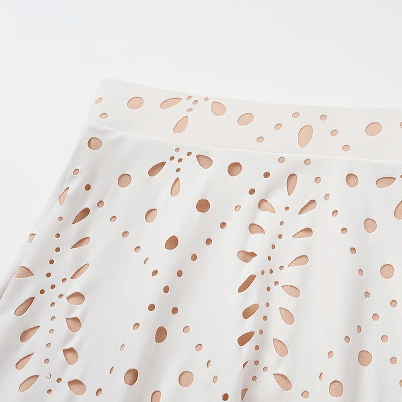 Women Bikini Set Swimsuit Sexy V Neck Solid Color Laser Cutting Flower Swimsuit Beachwear Luxury Summer Beachwear Dress