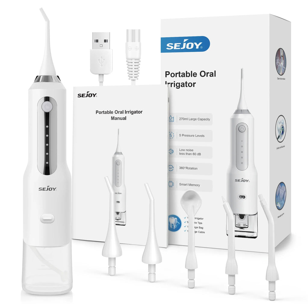 Dental Water Flosser Professional Cordless Rechargeable Electric Oral Irrigator Water Jet for Teeth Braces Care with 5 Jet Tips