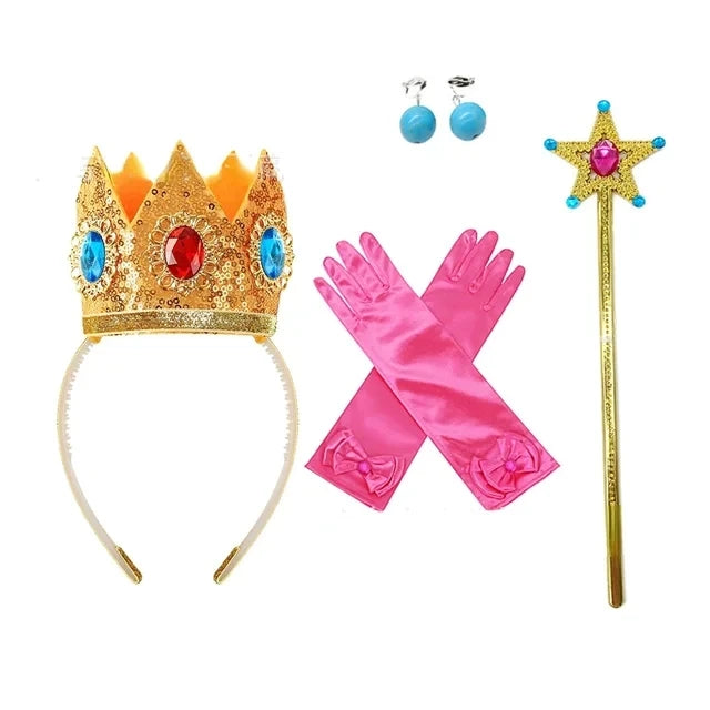 2025 Cartoon Princess Crown Cosplay Pentagram Magic Stick Earring Set Anime Girl Dress Up Halloween Christmas Gift