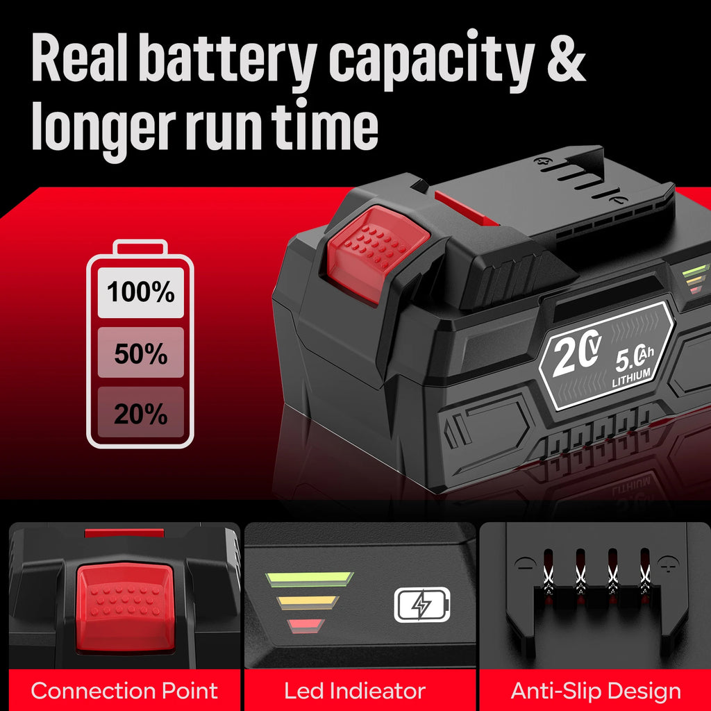 Dreamdash 20V 5Ah Performance Replacement Li-Ion Battery For Parkside 20V Team Cordless Tools for PAP 20 B3 PAP 20 A3PAPS 208 A1
