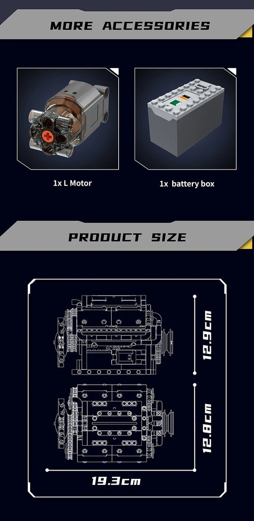 Mould King 10131 Technical Car Building Block Motorized BGT Supercar With W16 Engine Building Block Brick Kids Christmas Gift