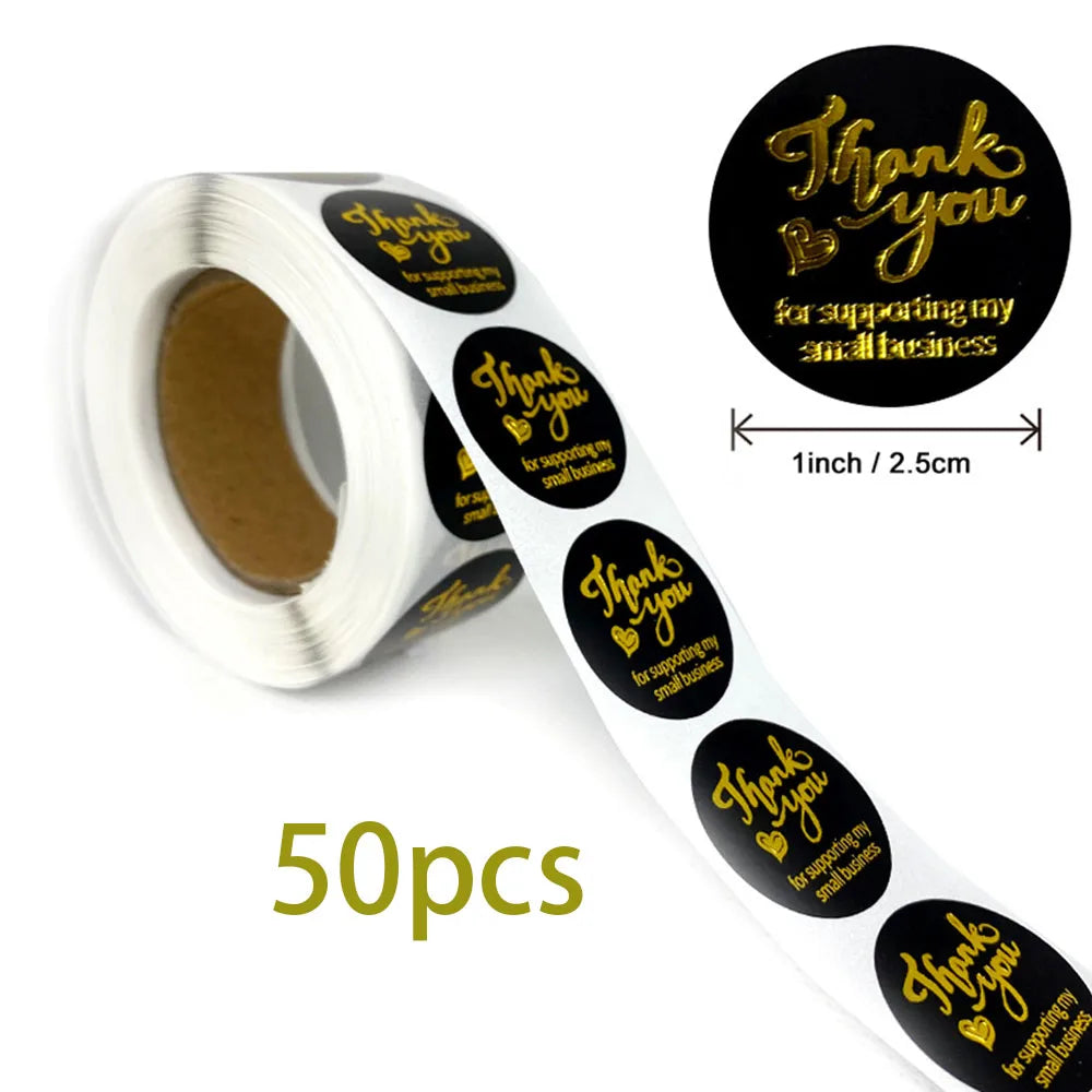 2.5cm 50/500pcs Thank You Round Sticker Scrapbook Letter Handmade Stickers Seal Labels Stickers Wedding Gift Flower Decoration