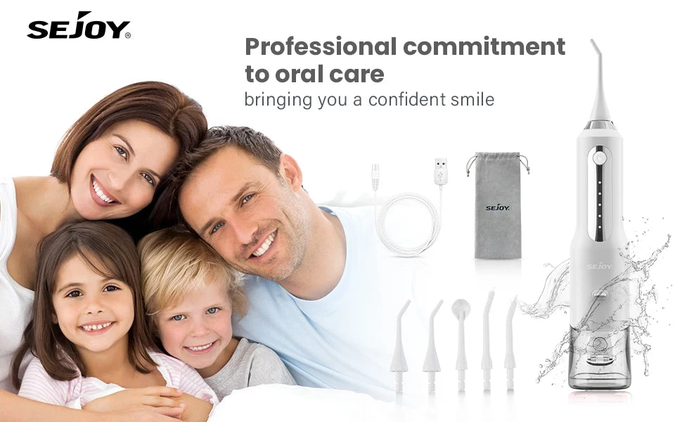 Dental Water Flosser Professional Cordless Rechargeable Electric Oral Irrigator Water Jet for Teeth Braces Care with 5 Jet Tips