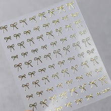 Load image into Gallery viewer, Lovely Gold Silver Black White Line Bowknot 3D Self Adhesive Nail Art Decorations Stickers Ribbon Cute Manicure Decals Wholesale