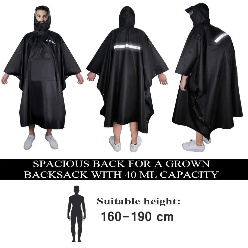 Waterproof Rain Poncho Lightweight Hooded Rain Coat Picnic Mat Blanket Sun Shelter for Outdoor Camping Hiking Cycling Climbing
