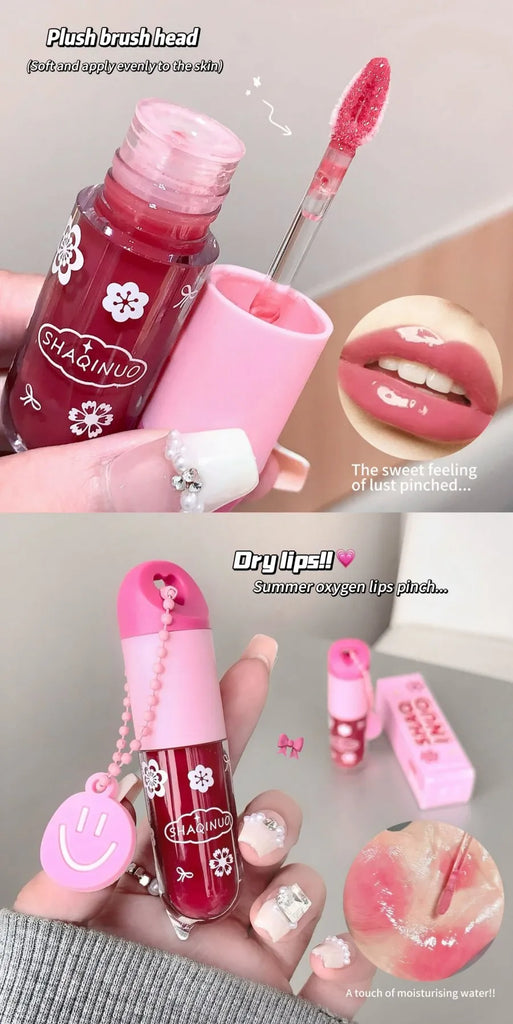 SHAQINUO Lustrous, tender and watery lip gloss, water-rich glass lips, mirror-like light makeup