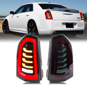 LED Tail Lights for Chrysler 300 300C 300S 2011-2014 Dynamic Signal Start-up Animation Pair Black Rear Lamps Assembly