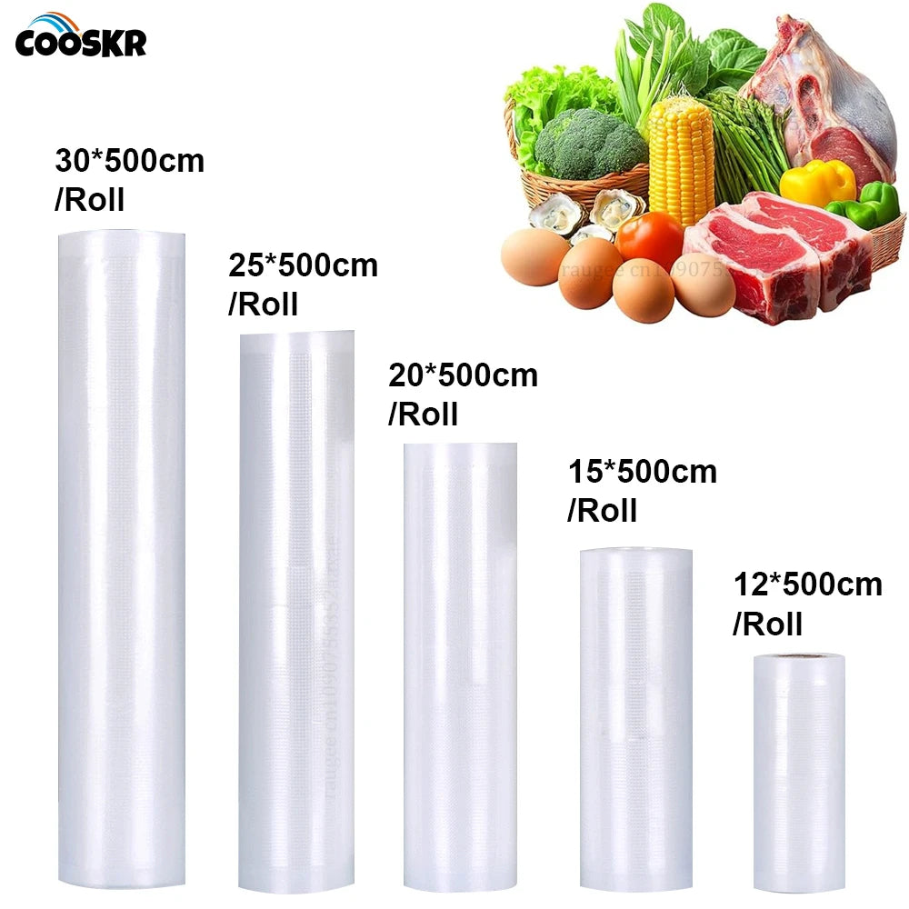 Food Vacuum Storage Packaging Bags for Vacuum Sealer Meat Fruit Vegetable Vacuum Packaging Bags 12/15/20/25/30cm 500cm/roll