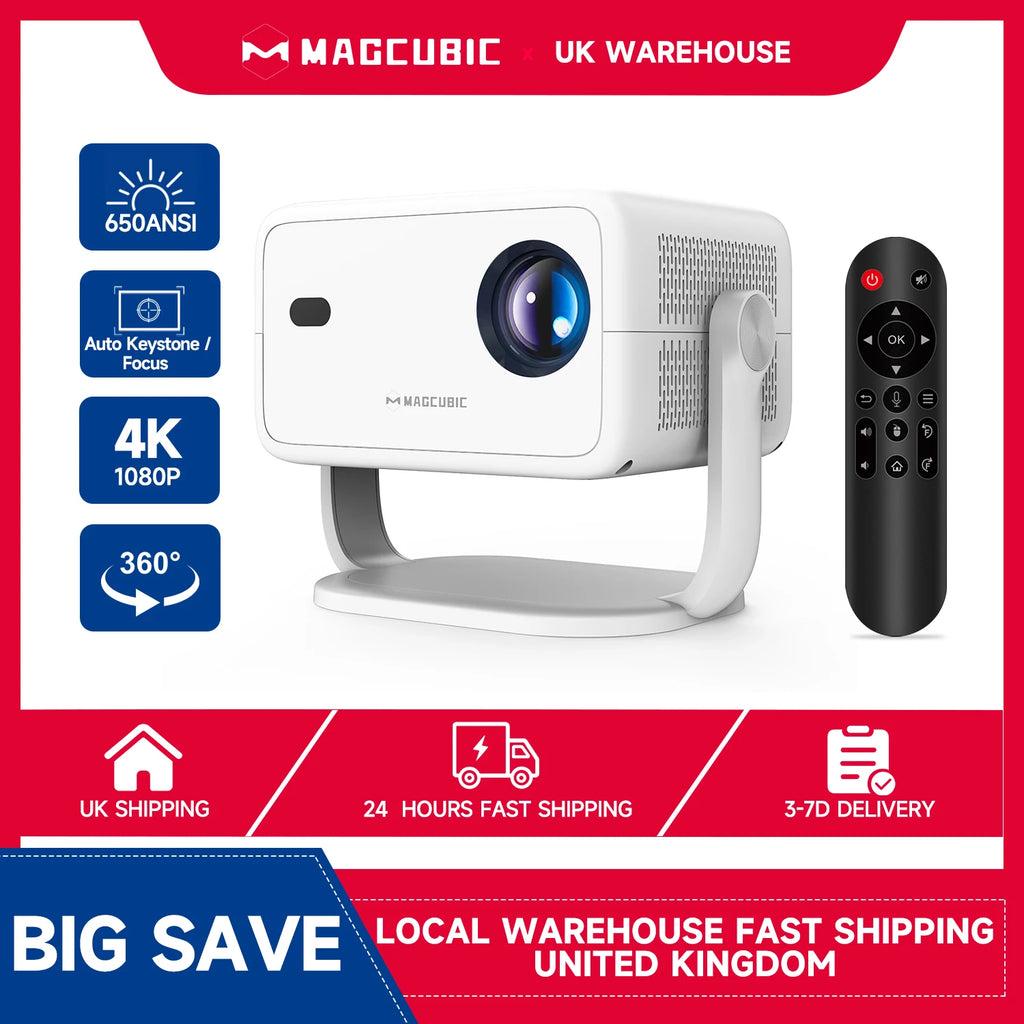 Magcubic Native 1080P 650ANSI 4K Android 11 L018 360° Projector With Auto Keystone Focus Air Mouse Wifi6 BT5.2 Portable Outdoor