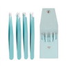 Tweezers Set 4piece Professional Stainless Steel Tweezers Precision Tweezers for Eyelash Extension Eyebrows Facial Blackhead