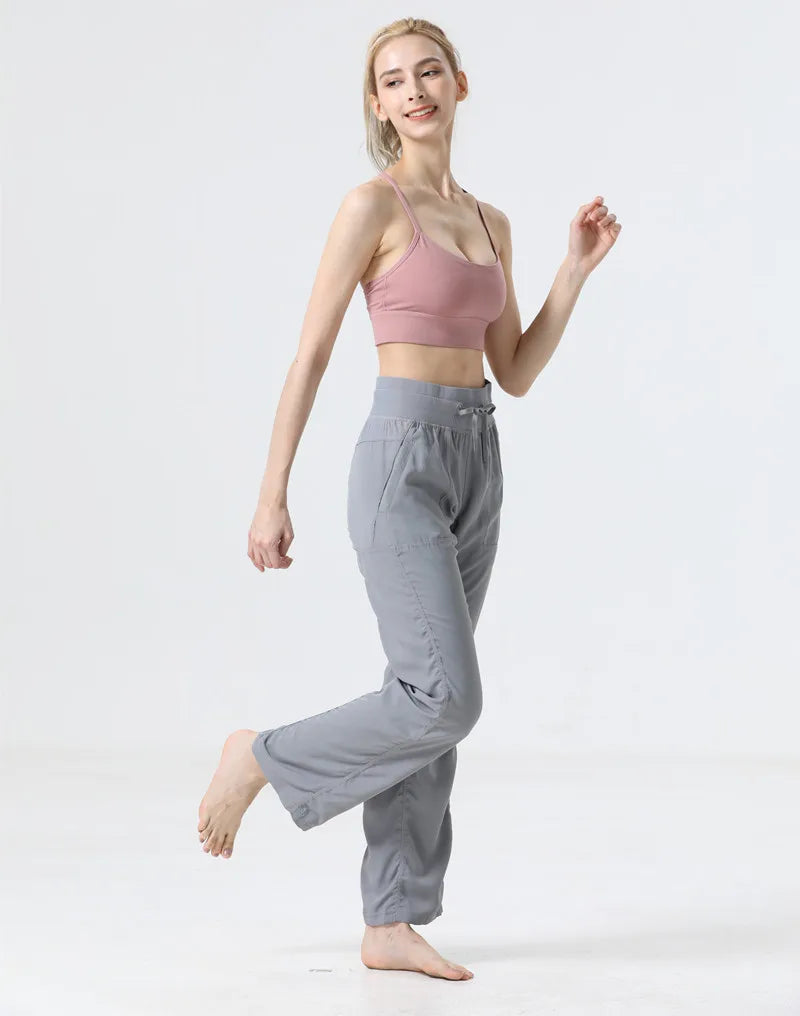 Women's New Folded Yoga Pants Super Soft Loose Micro Horn Fitness Commuter Leisure Sports cropped pants