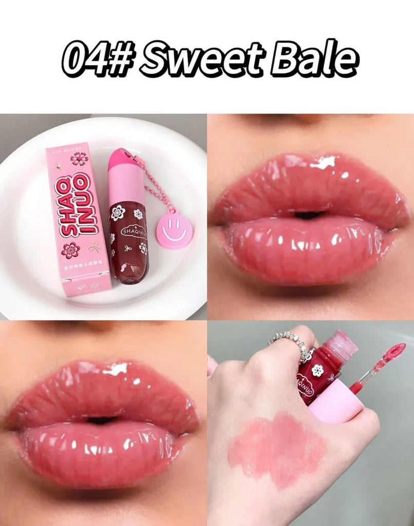 SHAQINUO Lustrous, tender and watery lip gloss, water-rich glass lips, mirror-like light makeup