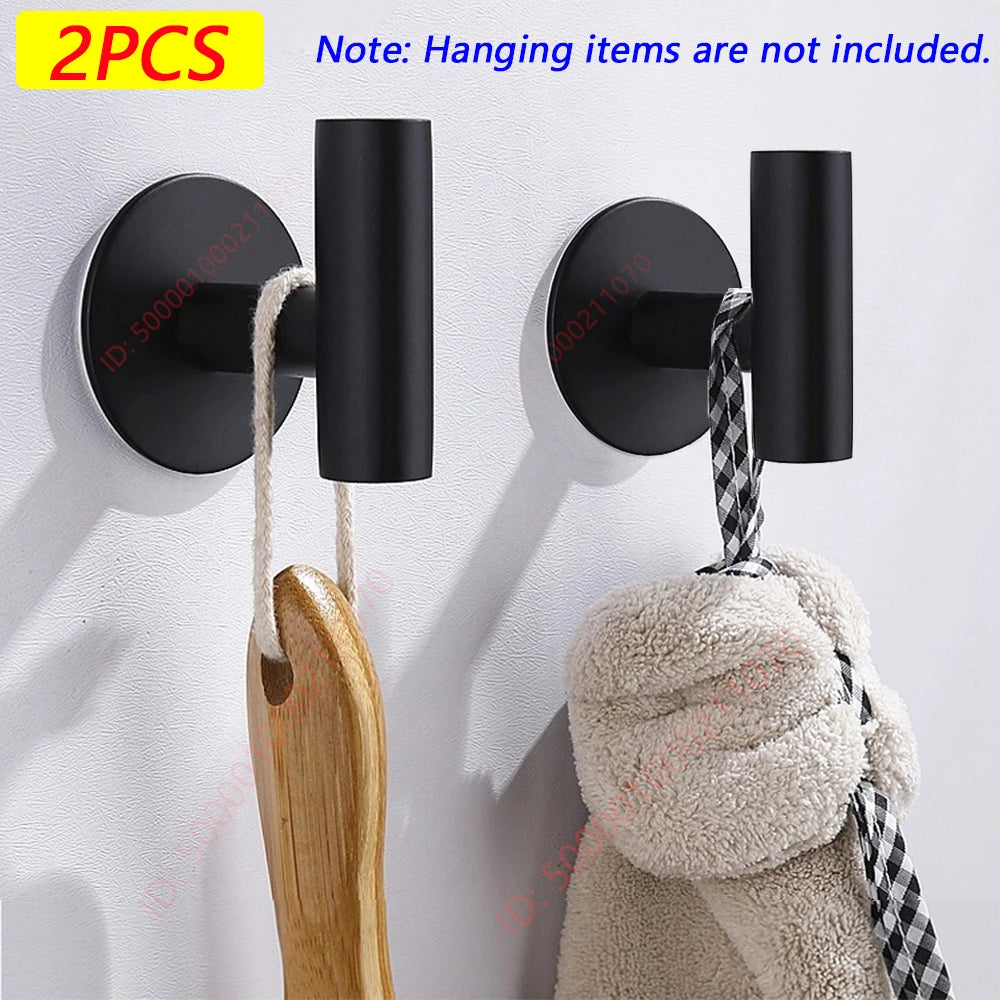 1/2PCS Adhesive Wall Hook Stainless Steel Robe Sticker Hooks Towel Coat Key Pants Hangers Bathroom Kitchen Storage Accessories