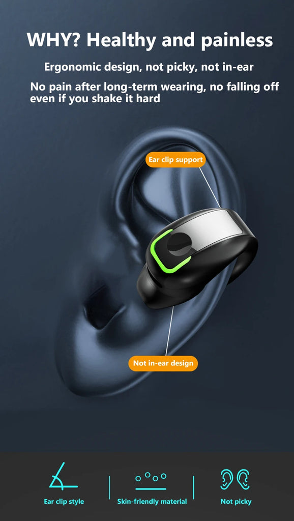 GD28 Bluetooth Headset Clip Ear Not Into The Ear Wireless Headset Stereo Sound Business Sports Fitness Running Single Headset