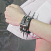 Punk Hip Hop Rock PU Leather Bracelet Unisex Trendy Chain Skull Pentagram Rivet Bracelet Party Jewelry Accessories