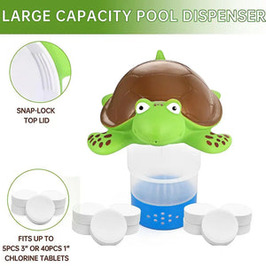 Pool Chlorine Floater Floating Chlorine Dispenser Turtle Shape Chlorine Tablet Floater Pool Chlorinator Floater for Pool Hot Tub