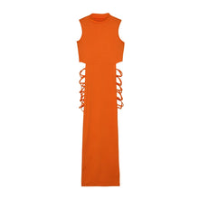 Load image into Gallery viewer, Criss Cross Cut Out Dress, Sexy Bodycon Mock Neck Sleeveless Dress, Women&#39;s Clothing - Mighty Dollars