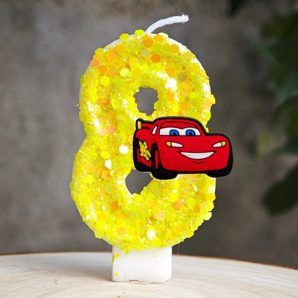 Mcqueen Candles Anime Cake Decor Theme 0-9 Number Candles Birthday Party Cake Topper Kids  Baby Shower  Gift Supplie