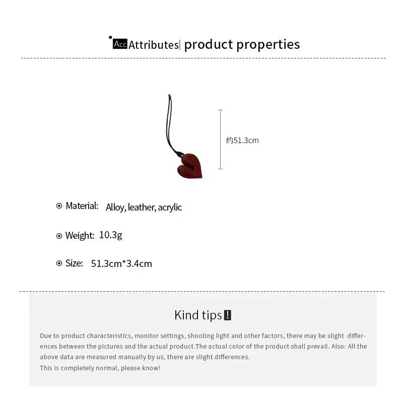 3 Colors Asymmetrical Acrylic Heart Pendant Necklaces for Women Aesthetic Love Leather Rope Neck Chain Jewelry for Girfriends K1