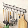 Kitchen Hook Wall Mounted Kitchen Storage Rack Storage Row Hook Holder No Punch Shelves with Movable Hook Kitchen Utensil