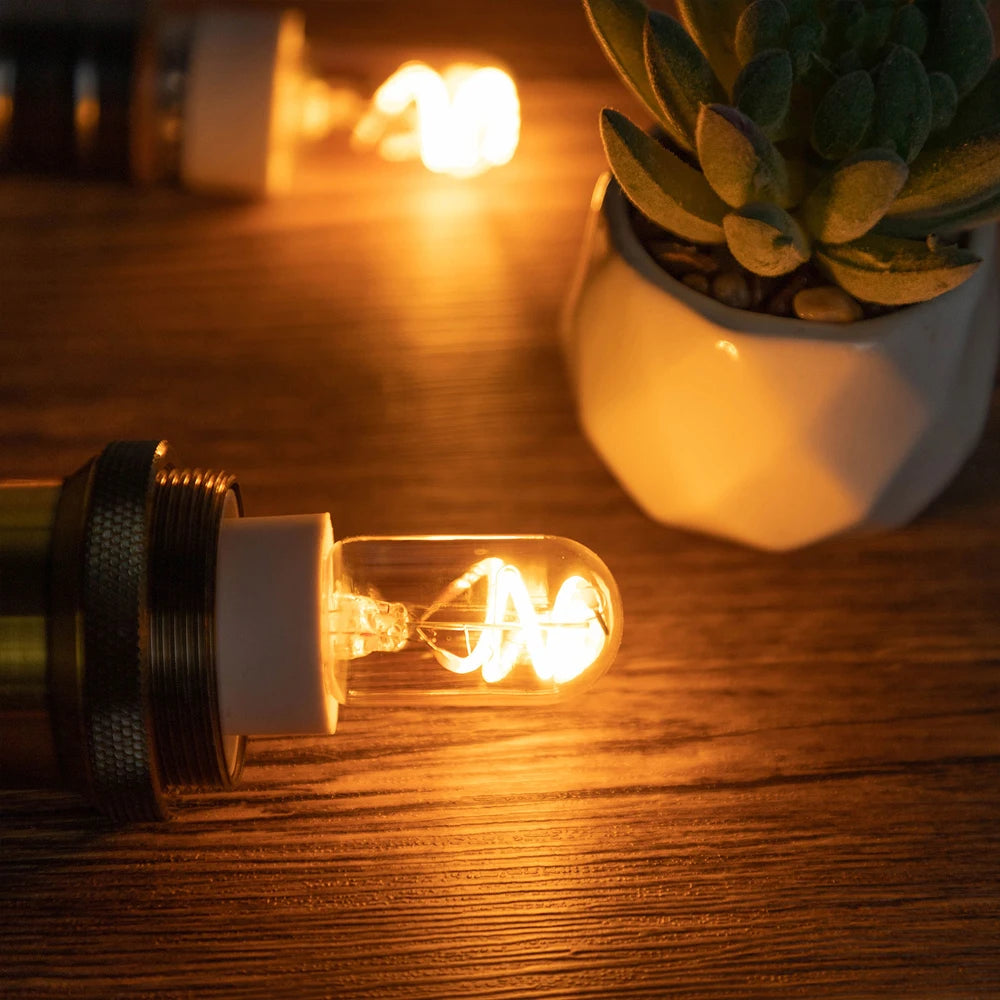 Dimmable T22 E14 Led Bulb 220V 1.5W Edison Spiral Filament Lamp Warm White Salt Lamps Retro Night Lights Mini Tube Light Decor