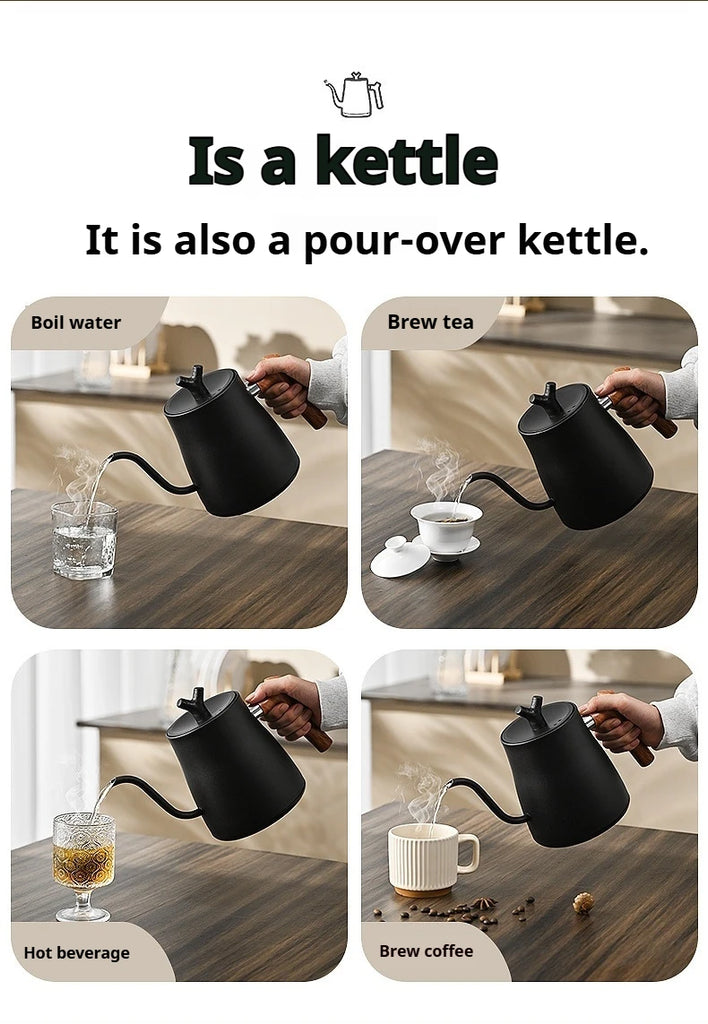 1000ML Smart Temperature Control Electric Kettle - Auto Shut-Off & Boil-Dry Protection - Stainless Steel Pour-Over Coffee &