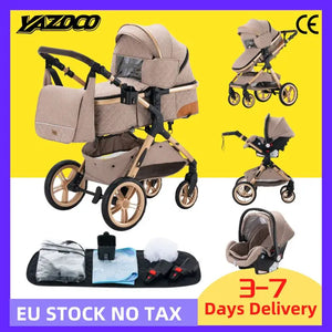 Luxury Baby Stroller 3 in 1 Newest Easy Folding Multifunctional Stroller Travel Portable Baby Carriage Safety Seat EU Standard