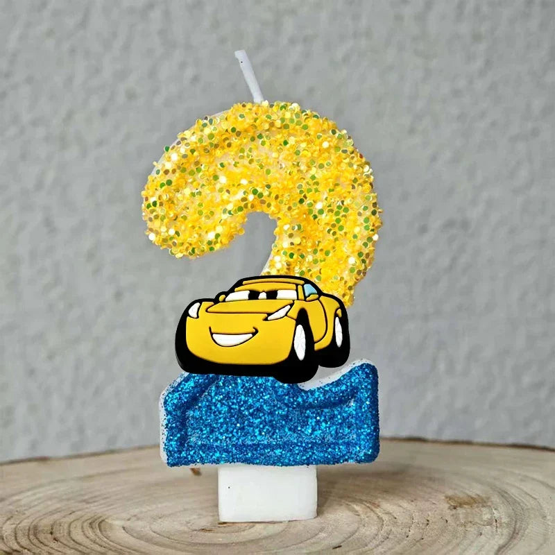 Mcqueen Candles Anime Cake Decor Theme 0-9 Number Candles Birthday Party Cake Topper Kids  Baby Shower  Gift Supplie