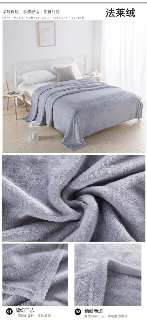 Flannel Spring Autumn Blanket Extra Soft Comfortable Nap Shawl Blankets Solid Warm Multi-functional Skin Friendly Throw Blanket