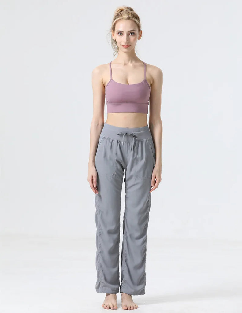 Women's New Folded Yoga Pants Super Soft Loose Micro Horn Fitness Commuter Leisure Sports cropped pants